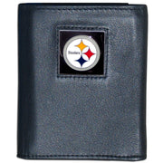Pittsburgh Steelers FineGrain Leather Tri-Fold Wallet - Dynasty Sports & Framing 