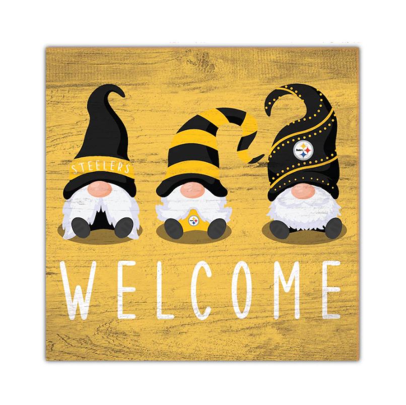 Pittsburgh Steelers Gnome 10" Welcome Wood Sign - Dynasty Sports & Framing 