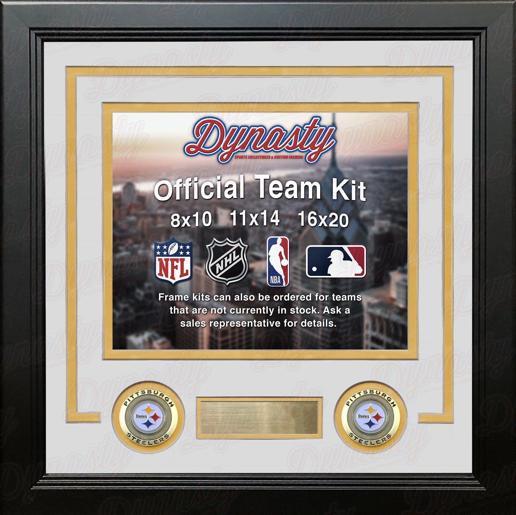 Pittsburgh Steelers Custom NFL Football 8x10 Picture Frame Kit (Multiple Colors) - Dynasty Sports & Framing 