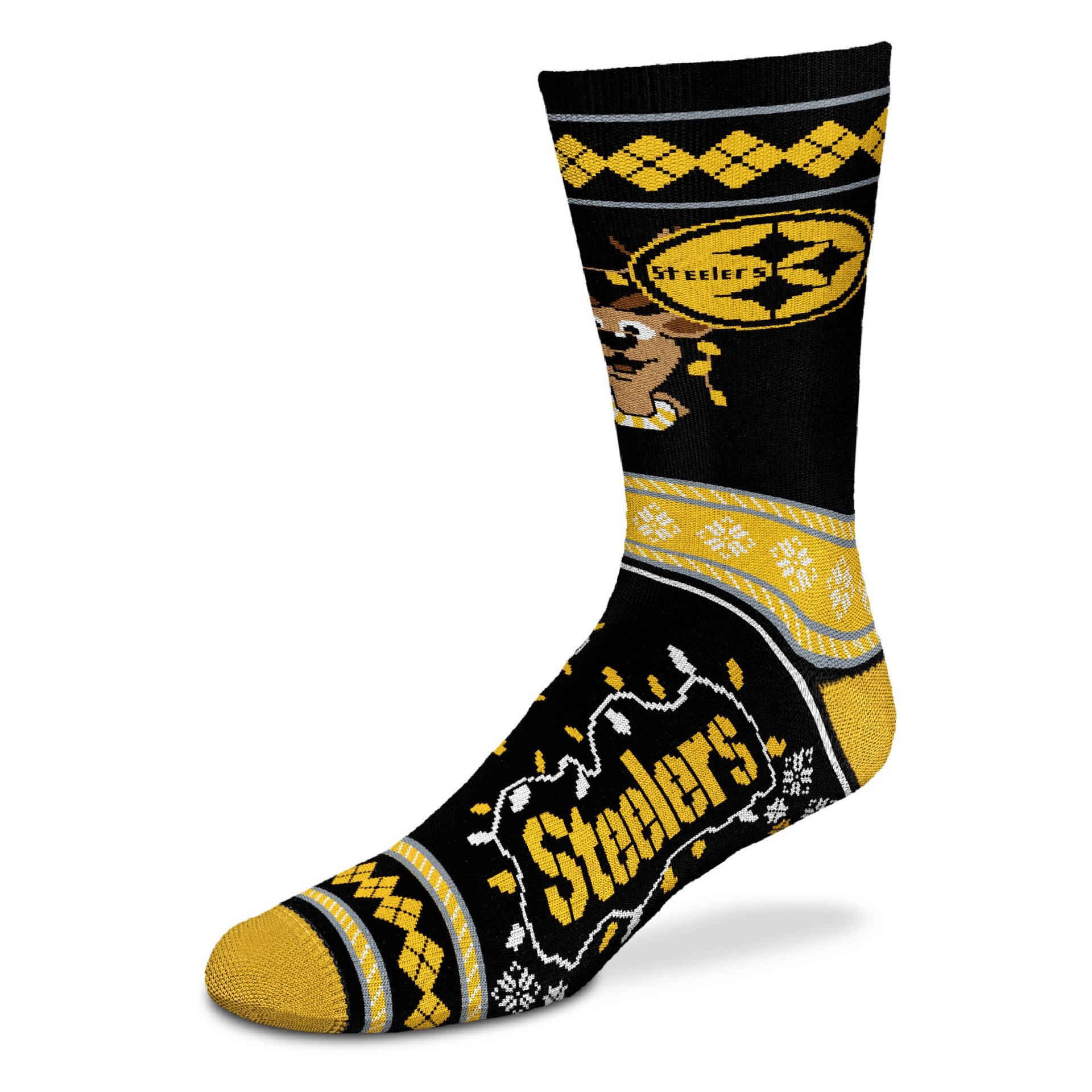 Pittsburgh Steelers Sweater Stripe Holiday Socks - Dynasty Sports & Framing 