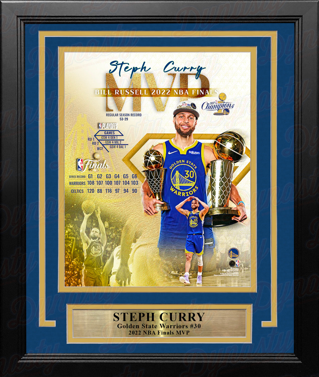 Steph Curry Golden State Warriors 2022 NBA Finals MVP 8" x 10" Framed Basketball Collage Photo - Dynasty Sports & Framing 
