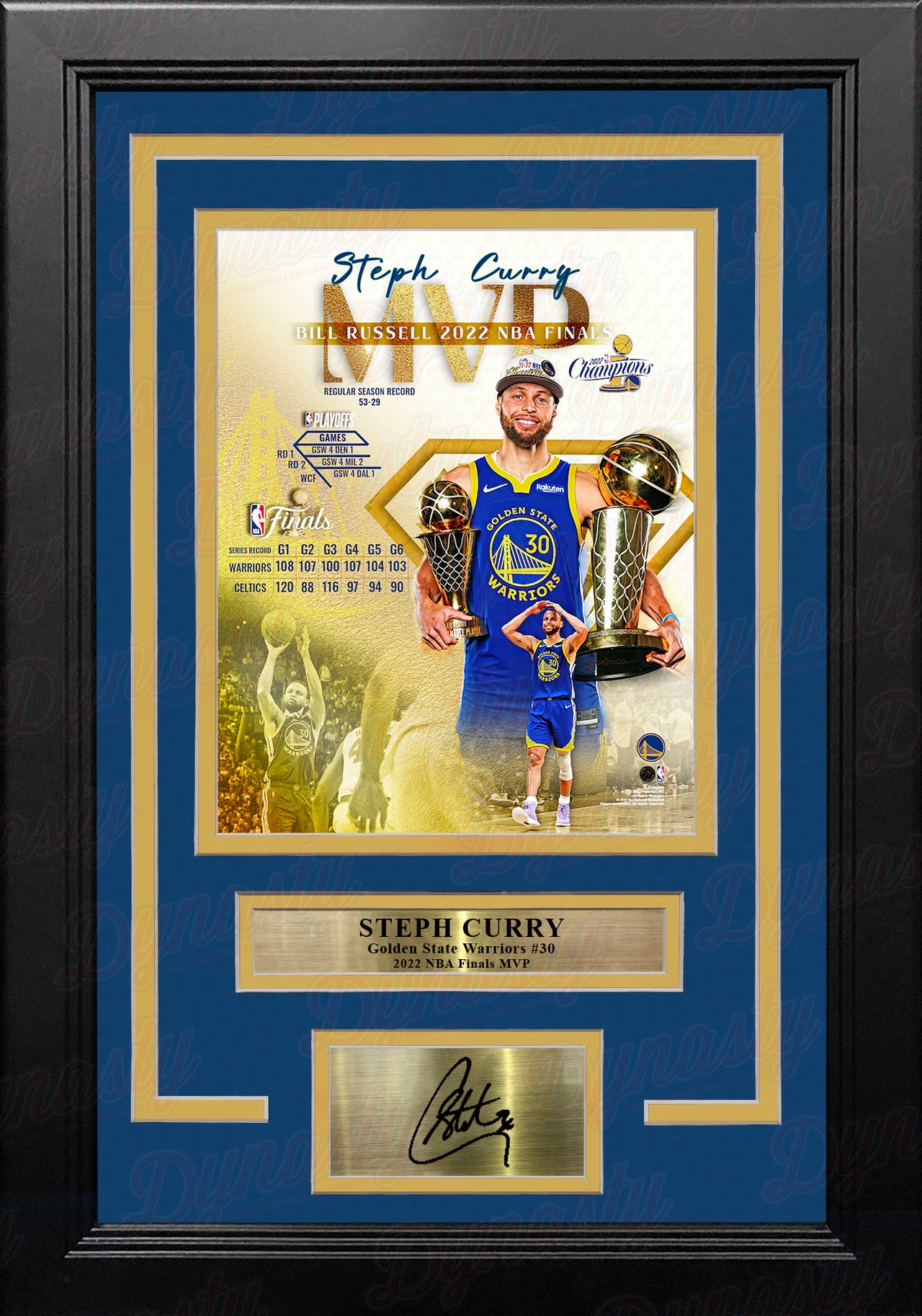 Steph Curry Golden State Warriors 2022 Finals MVP 8x10 Framed Collage Photo with Engraved Autograph - Dynasty Sports & Framing