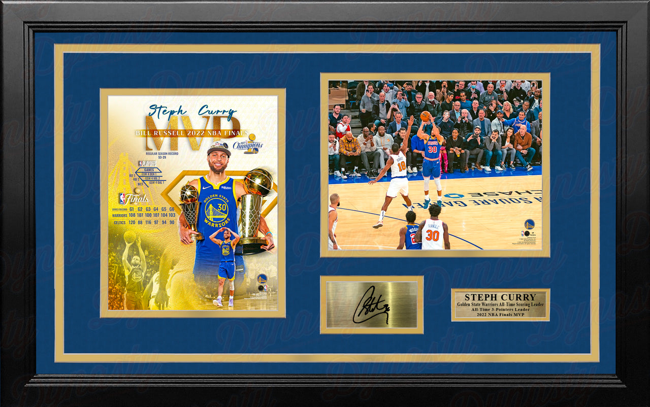 Steph Curry Golden State Warriors 2022 NBA Champions Framed Photo Collage with Engraved Autograph - Dynasty Sports & Framing 