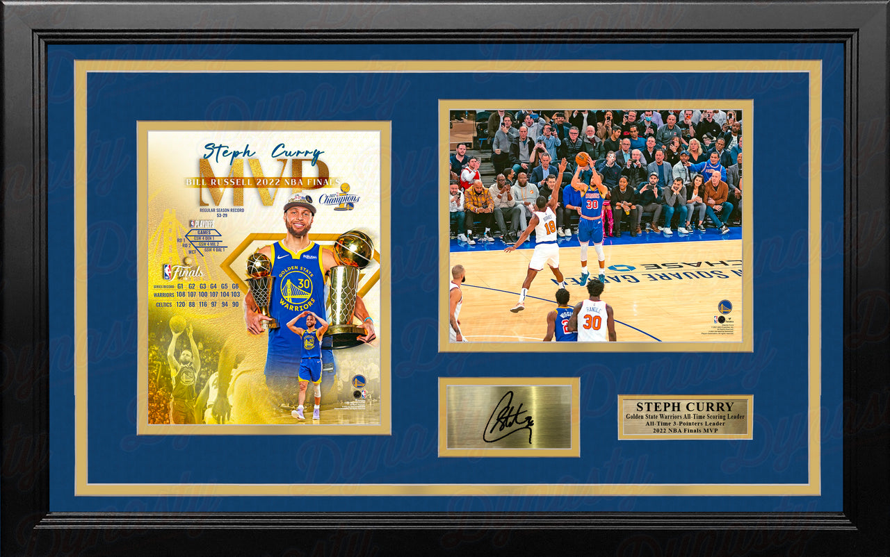 Steph Curry Golden State Warriors 2022 NBA Champions Framed Photo Collage with Engraved Autograph - Dynasty Sports & Framing