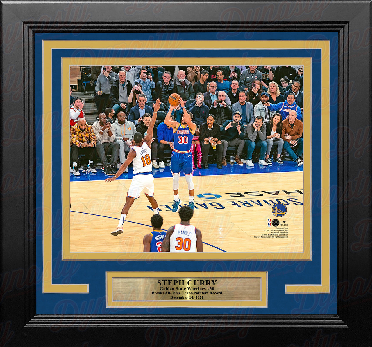 Steph Curry 3-Point Record-Breaking Shot Golden State Warriors 8" x 10" Framed Basketball Photo - Dynasty Sports & Framing 