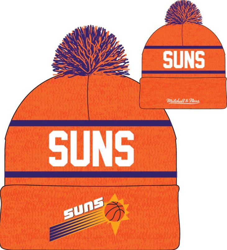 Phoenix Suns Mitchell & Ness Orange Hardwood Classics Reload 2.0 Cuffed Knit Hat with Pom - Dynasty Sports & Framing 