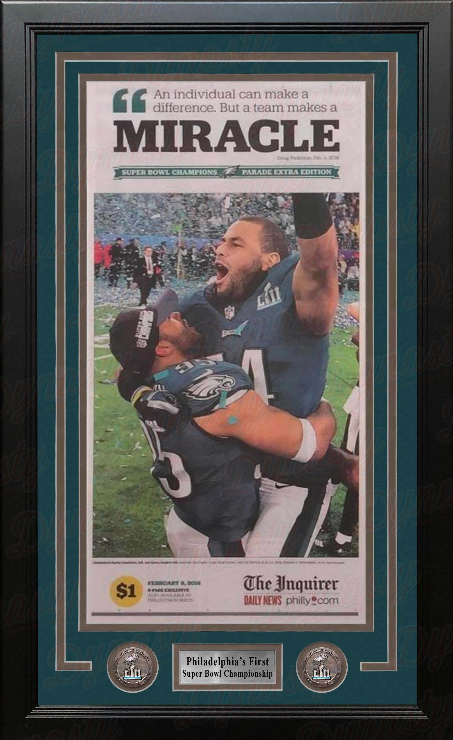 Philadelphia Eagles Super Bowl LII Champions Framed Philadelphia Inquirer Collage - Dynasty Sports & Framing 