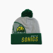 Seattle SuperSonics Mitchell & Ness Gray Hardwood Classics Draft Cuffed Knit Hat with Pom - Dynasty Sports & Framing 