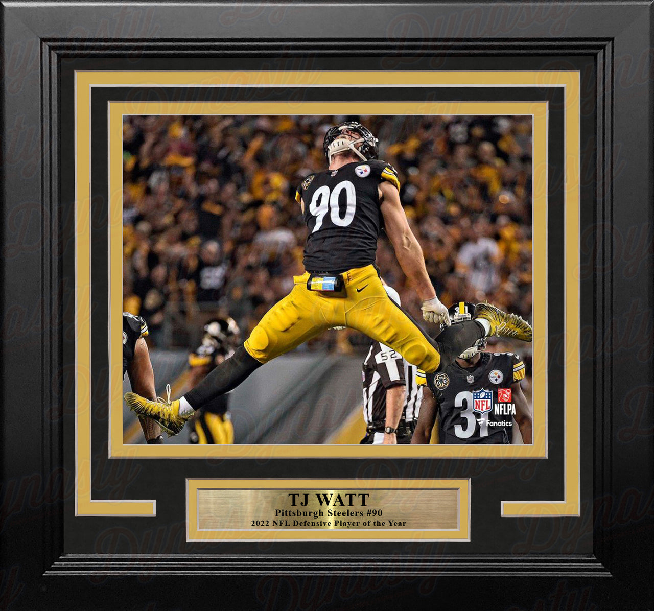 TJ Watt Celebration Pittsburgh Steelers 8" x 10" Framed Football Photo - Dynasty Sports & Framing 