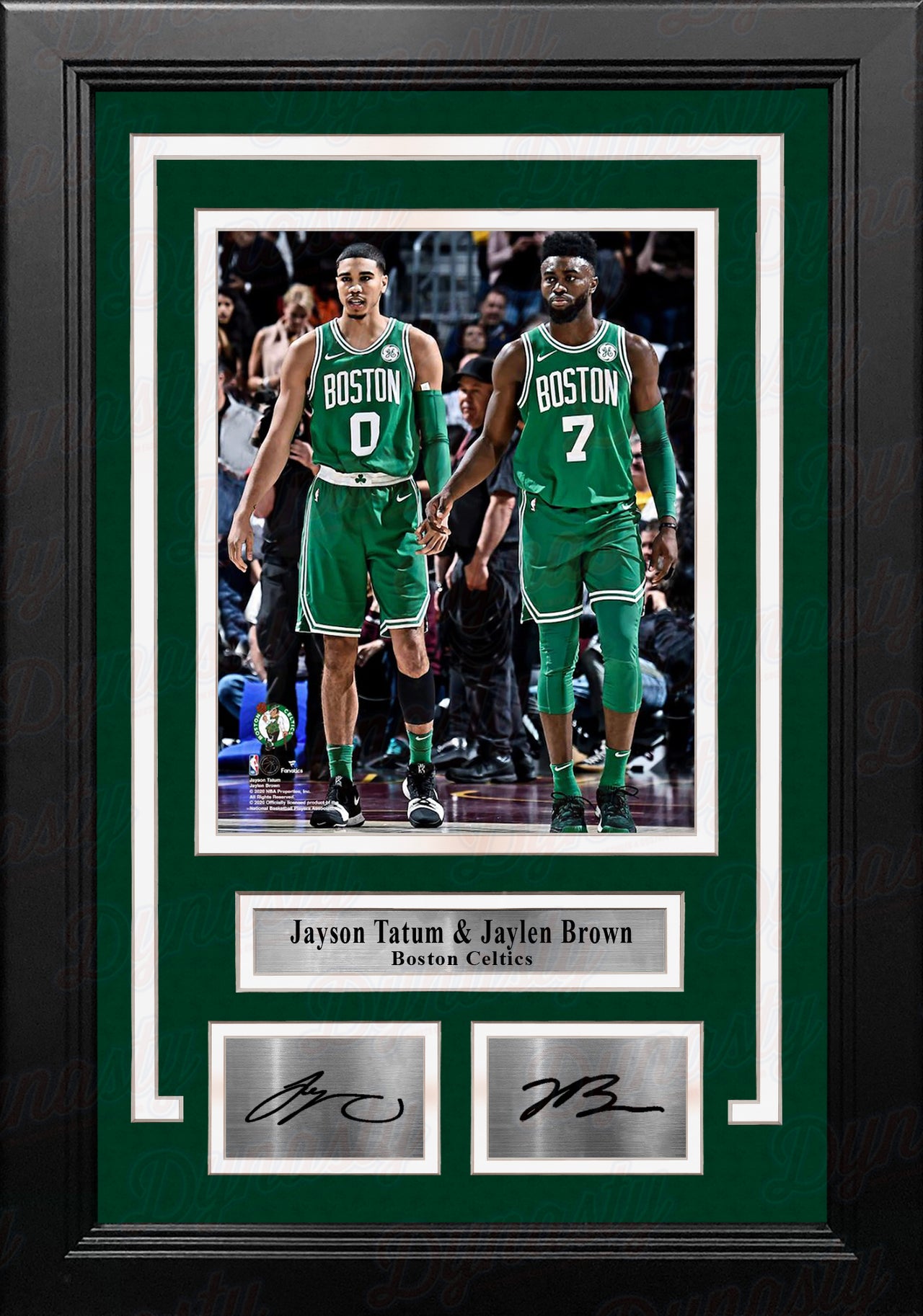 Jayson Tatum and Jaylen Brown Boston Celtics 8x10 Framed Basketball Photo with Engraved Autographs - Dynasty Sports & Framing 