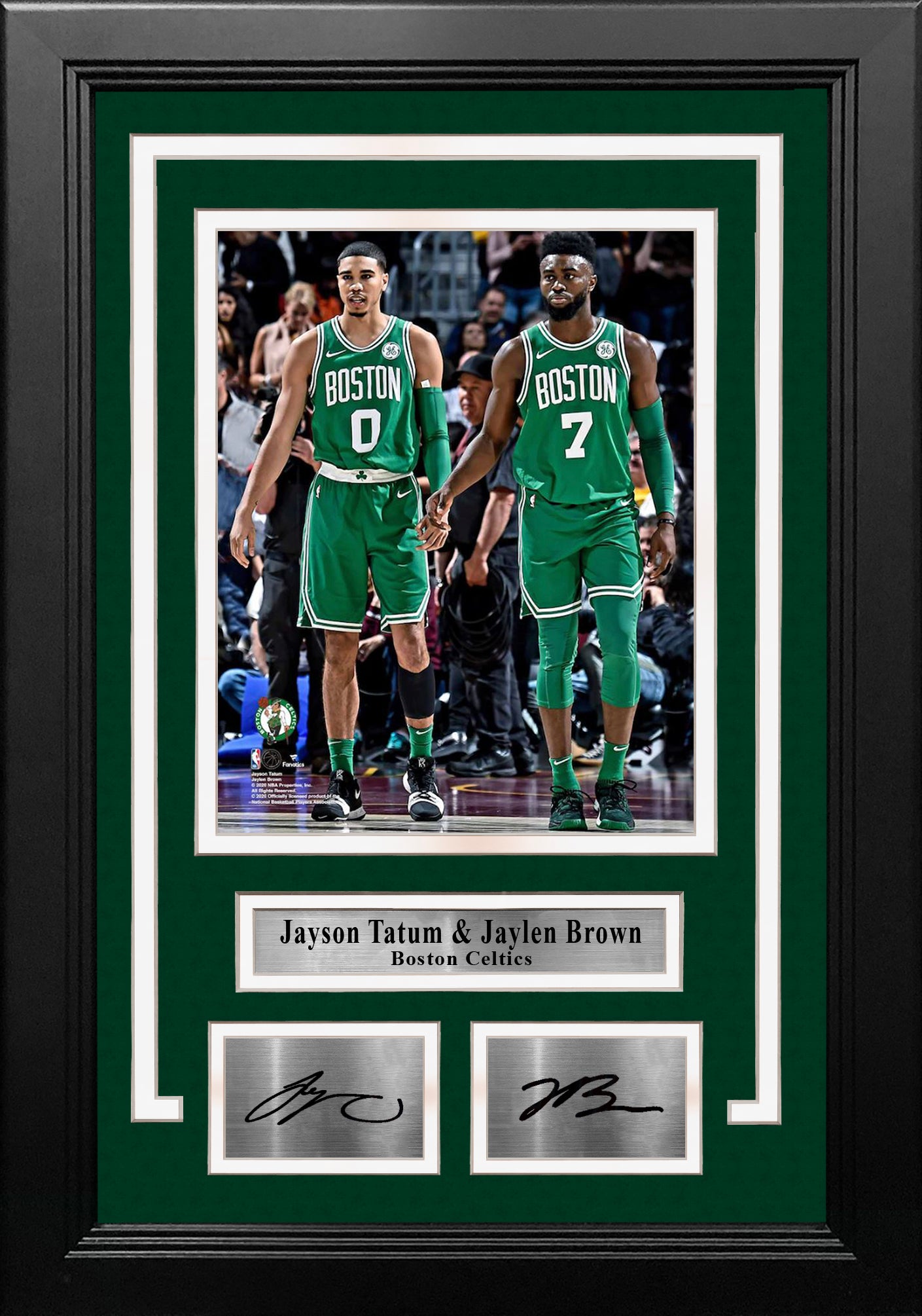 Jayson Tatum and Jaylen Brown Boston Celtics 8x10 Framed Basketball Photo with Engraved Autographs - Dynasty Sports & Framing 