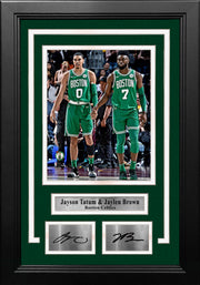 Jayson Tatum and Jaylen Brown Boston Celtics 8x10 Framed Basketball Photo with Engraved Autographs - Dynasty Sports & Framing 