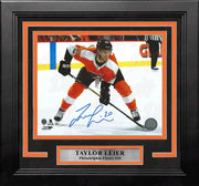 Taylor Leier Faceoff Philadelphia Flyers Autographed Framed Hockey Photo - Dynasty Sports & Framing 