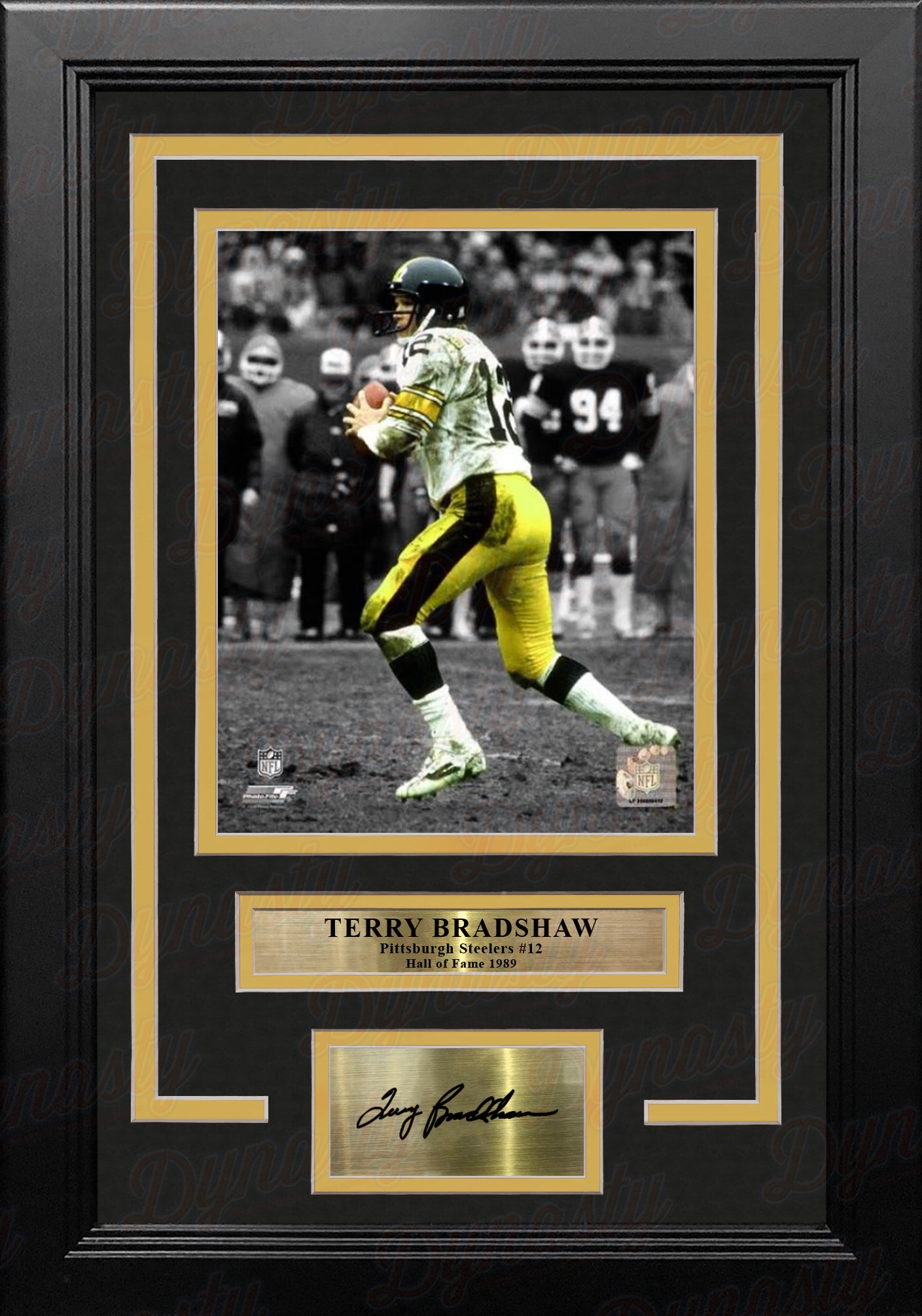 Terry Bradshaw Pittsburgh Steelers 8" x 10" Spotlight Football Photo with Engraved Autograph - Dynasty Sports & Framing 