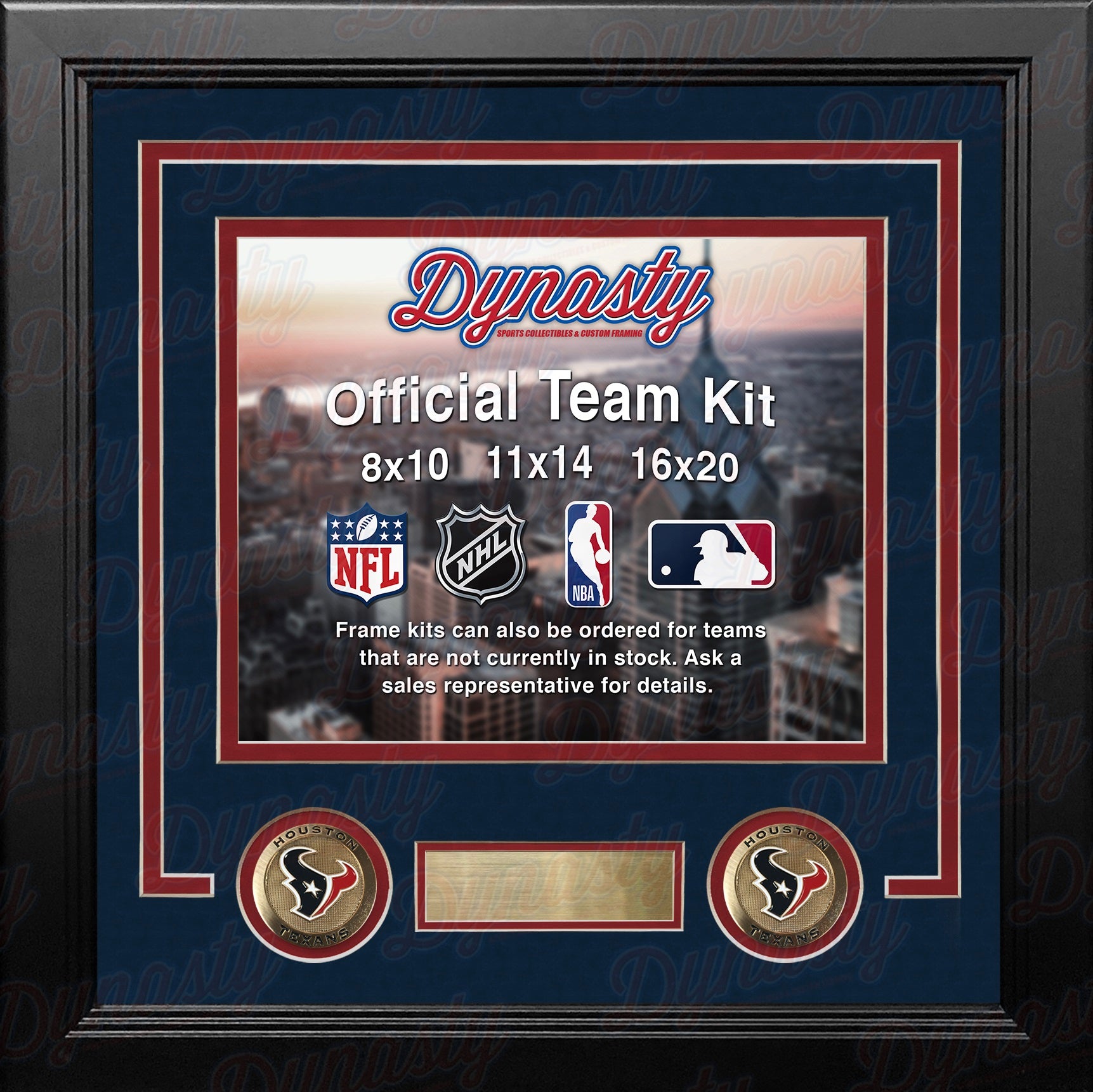 Houston Texans Custom NFL Football 11x14 Picture Frame Kit (Multiple Colors) - Dynasty Sports & Framing 