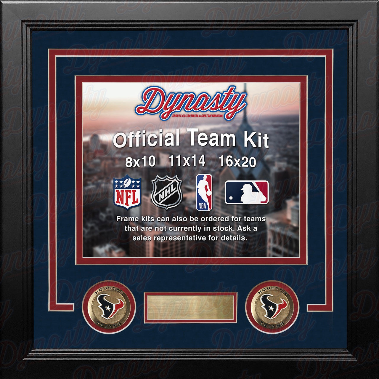 Houston Texans Custom NFL Football 16x20 Picture Frame Kit (Multiple Colors) - Dynasty Sports & Framing 