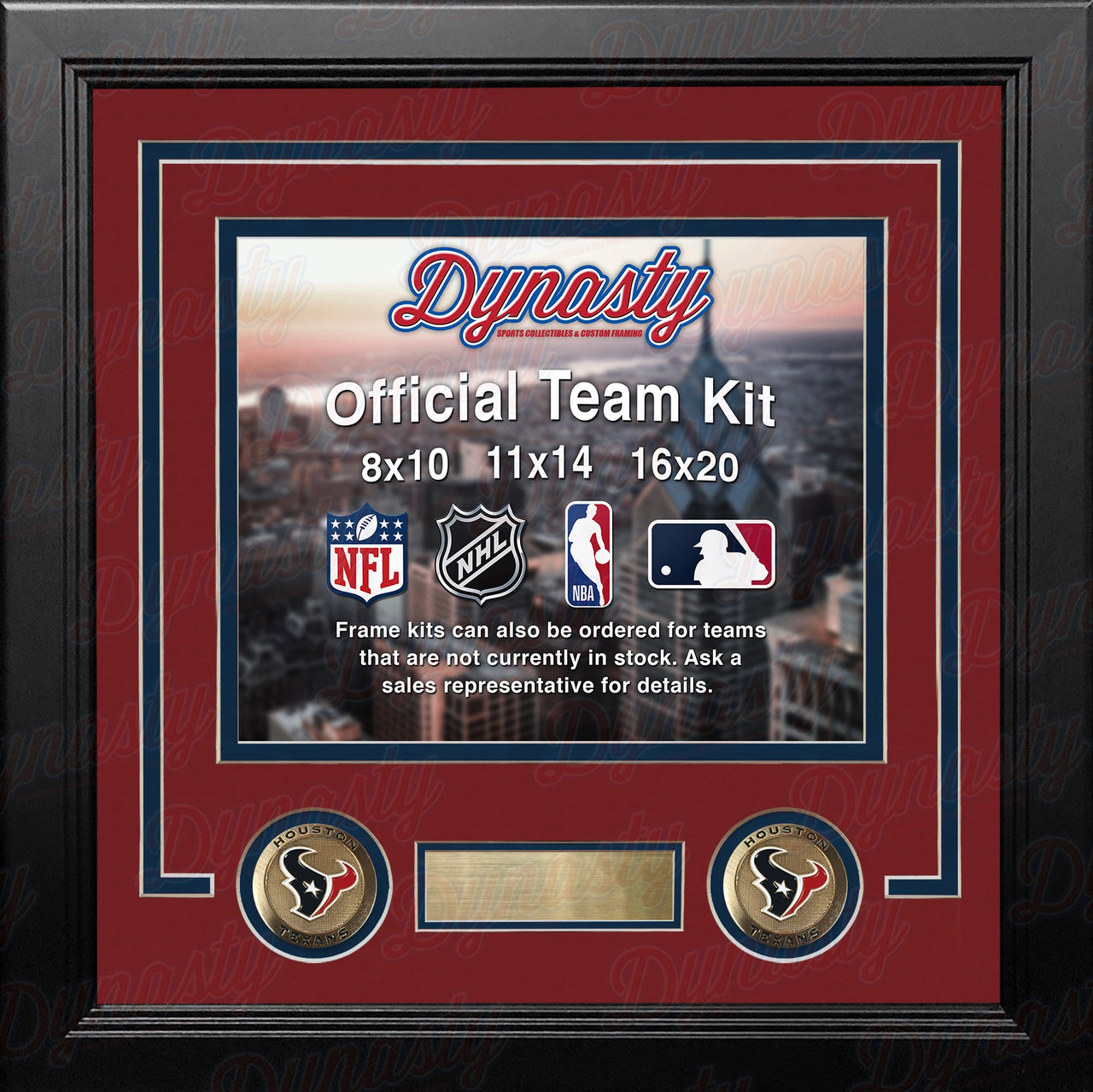 Houston Texans Custom NFL Football 16x20 Picture Frame Kit (Multiple Colors) - Dynasty Sports & Framing 