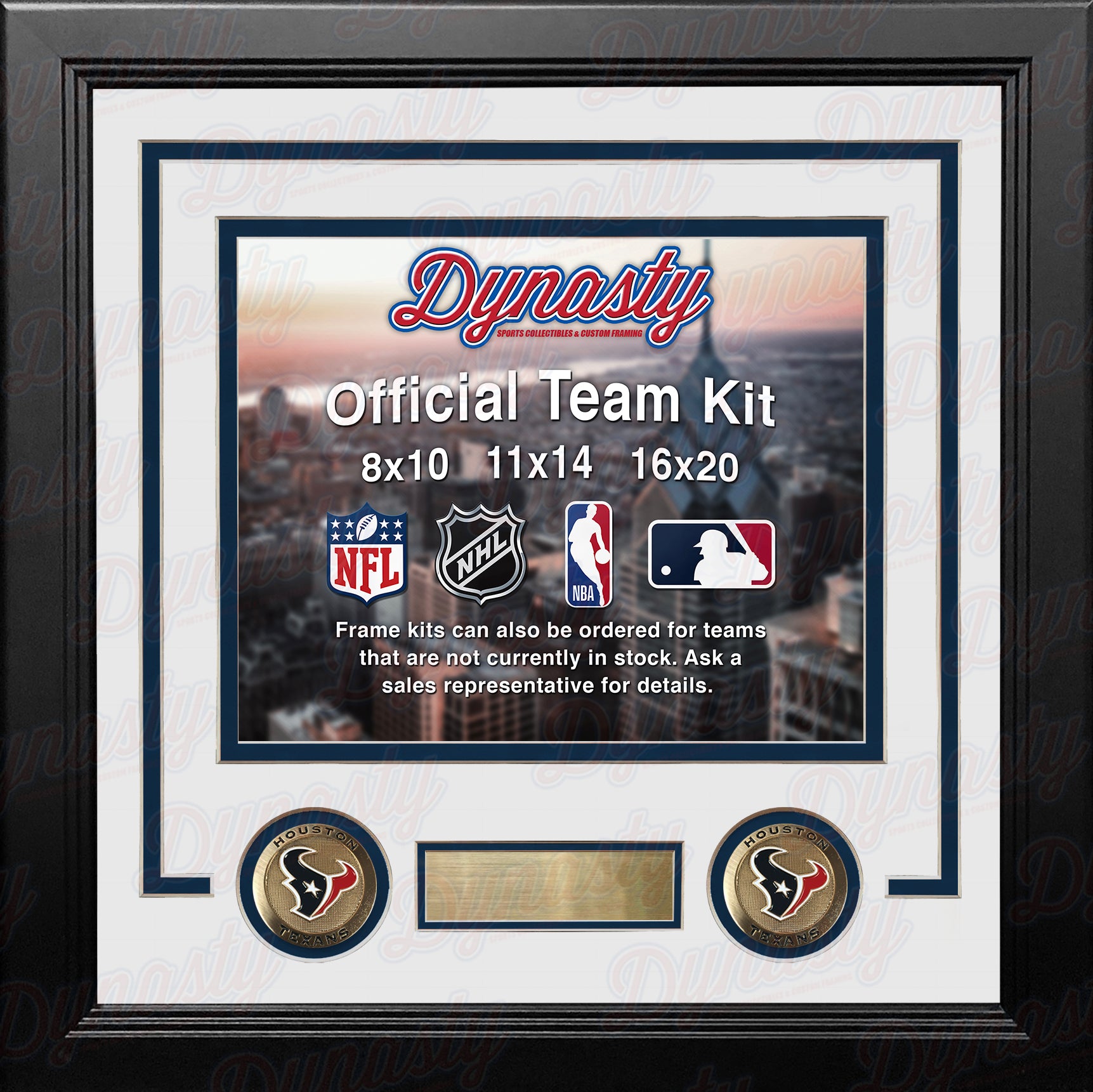 Houston Texans Custom NFL Football 16x20 Picture Frame Kit (Multiple Colors) - Dynasty Sports & Framing 