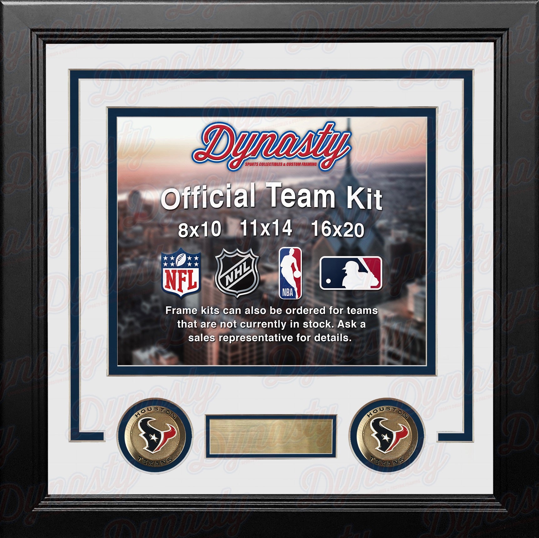 Houston Texans Custom NFL Football 8x10 Picture Frame Kit (Multiple Colors) - Dynasty Sports & Framing 