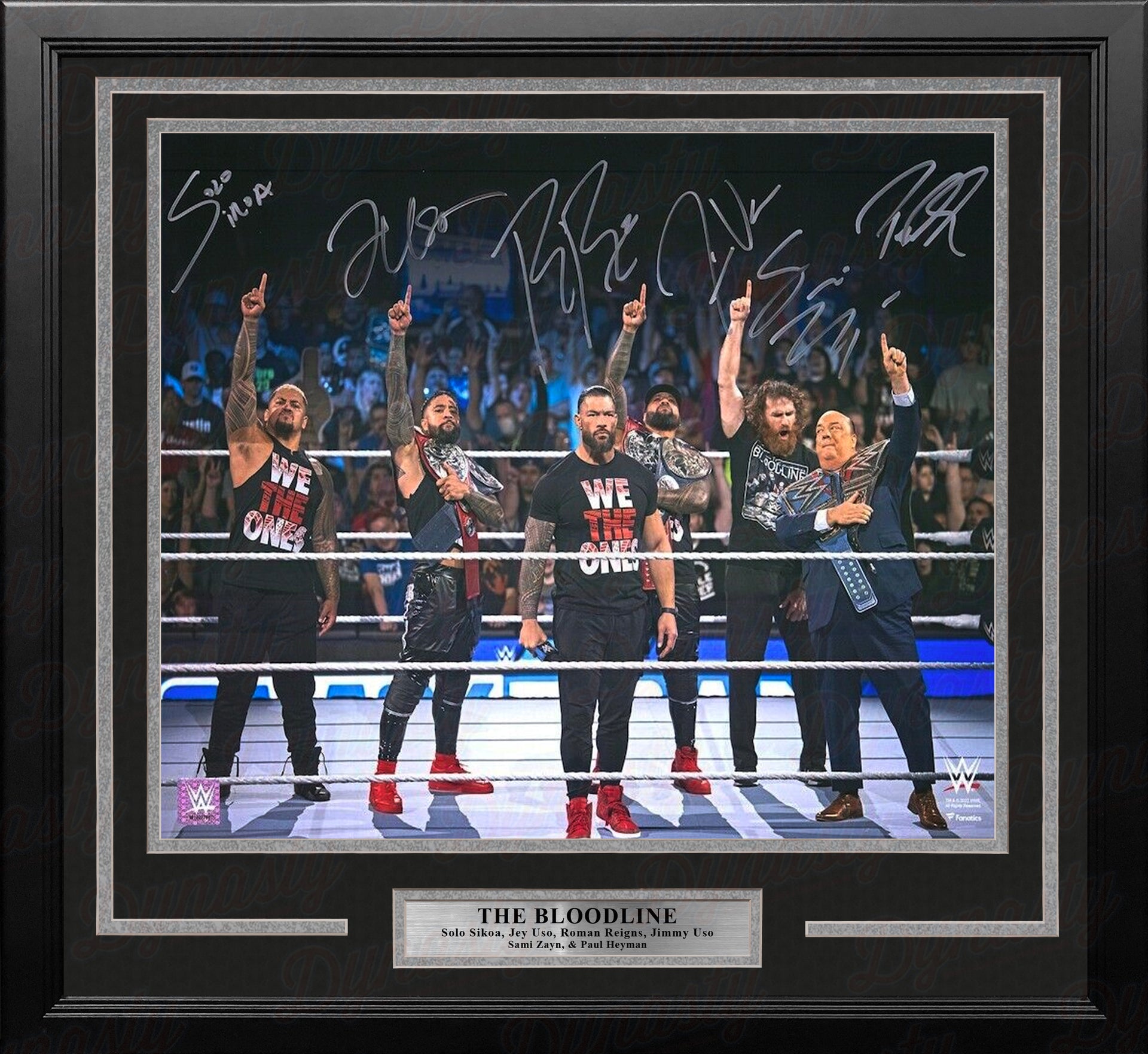 Roman Reigns & The Bloodline Autographed 16" x 20" Framed WWE Wrestling Photo - Dynasty Sports & Framing 