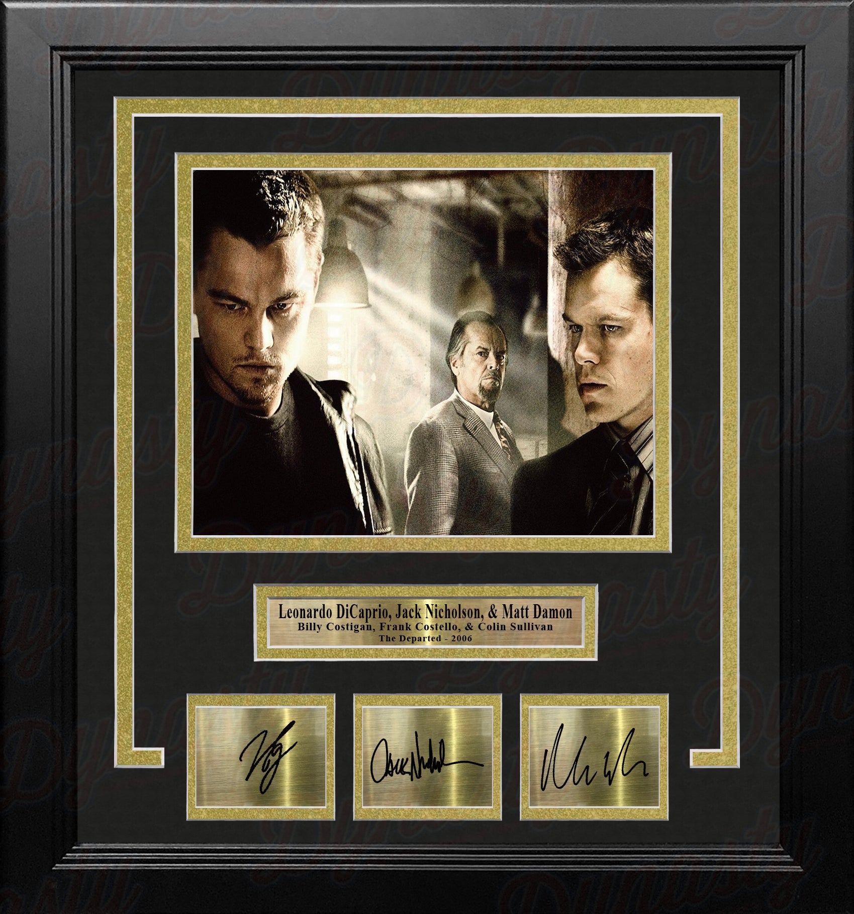 Leonardo DiCaprio Jack Nicholson & Matt Damon The Departed 8x10 Framed Photo with Laser Autographs - Dynasty Sports & Framing 