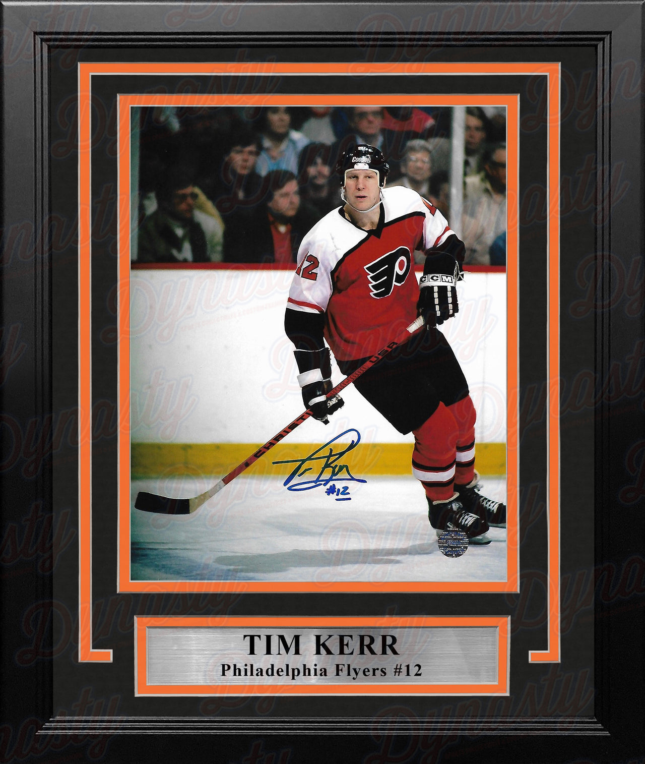 Tim Kerr in Action Philadelphia Flyers Autographed 8" x 10" Hockey Framed Photo - Dynasty Sports & Framing 