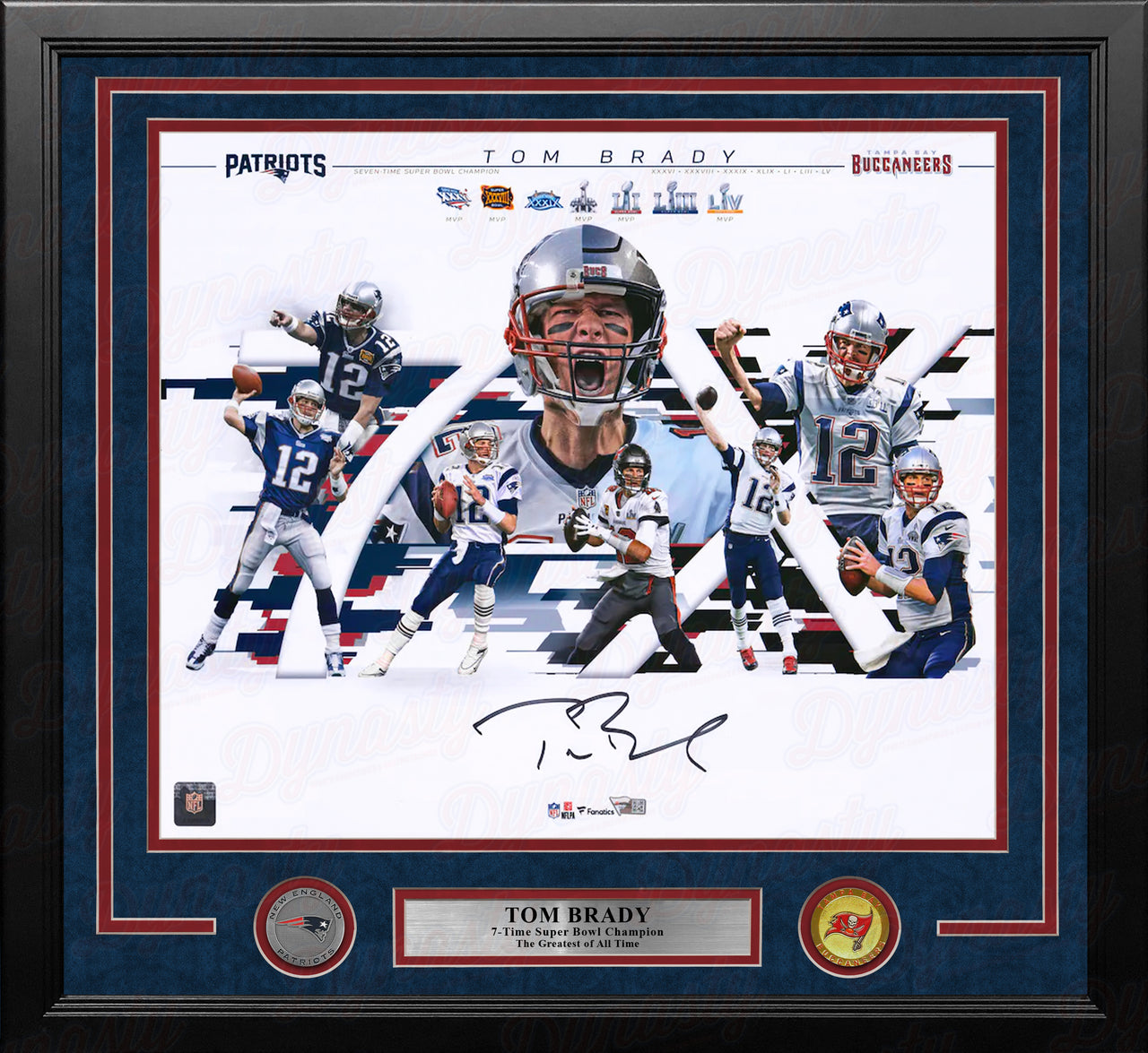 Tom Brady New England Patriots & Tampa Bay Buccaneers Autographed 16" x 20" Framed Collage Photo - Dynasty Sports & Framing 