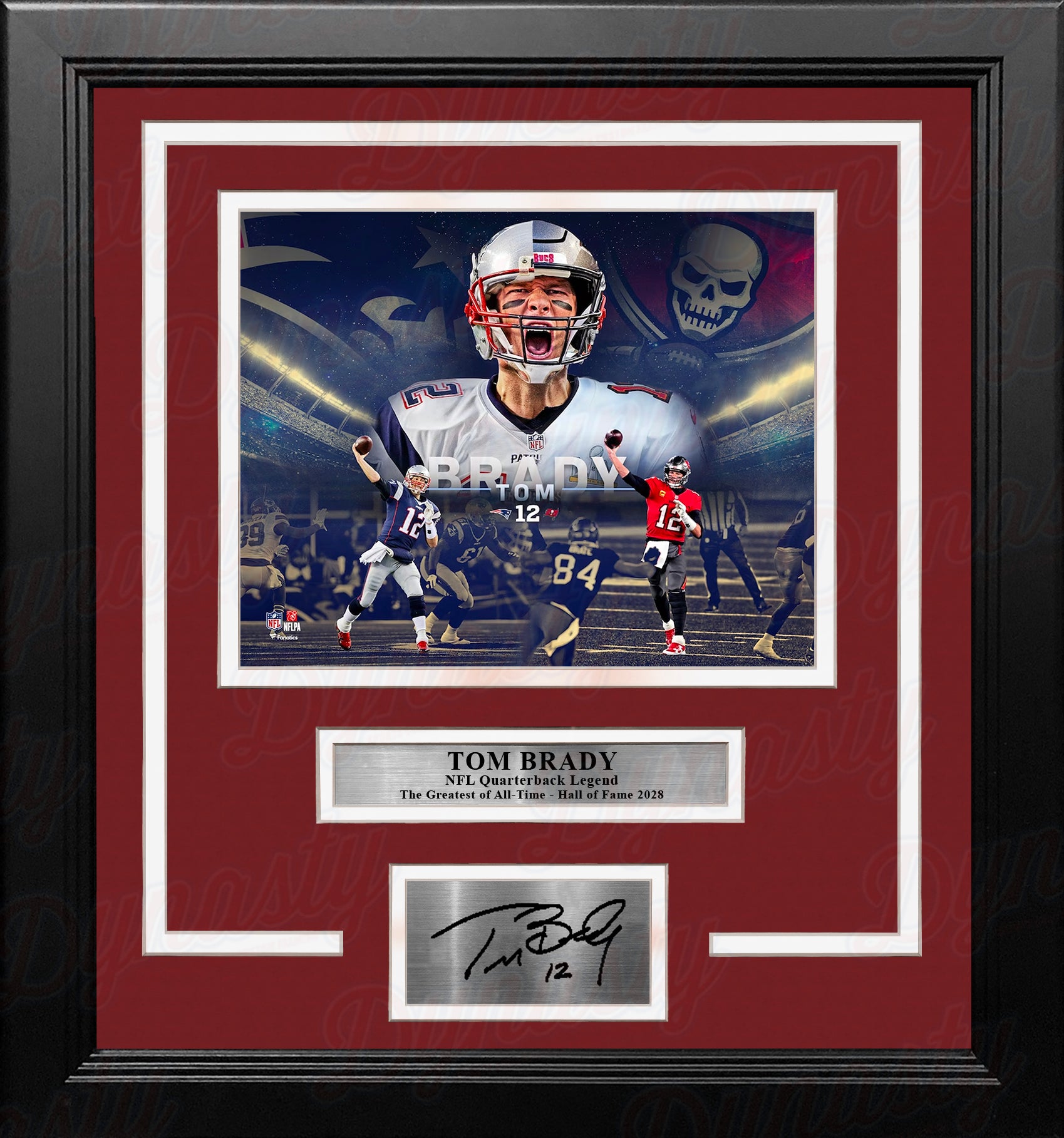 Tom Brady New England Patriots & Tampa Bay Buccaneers 8x10 Framed Photo with Engraved Autograph - Dynasty Sports & Framing 