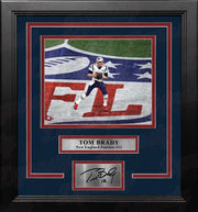 Tom Brady in Action New England Patriots 8" x 10" Framed Football Photo with Engraved Autograph - Dynasty Sports & Framing 