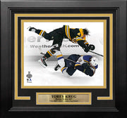 Torey Krug Boston Bruins 2019 Stanley Cup Finals Game 1 Hit 8" x 10" Framed Hockey Photo - Dynasty Sports & Framing 