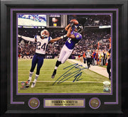 Torrey Smith v. Patriots Baltimore Ravens Autographed 11" x 14" Framed Photo - Dynasty Sports & Framing 