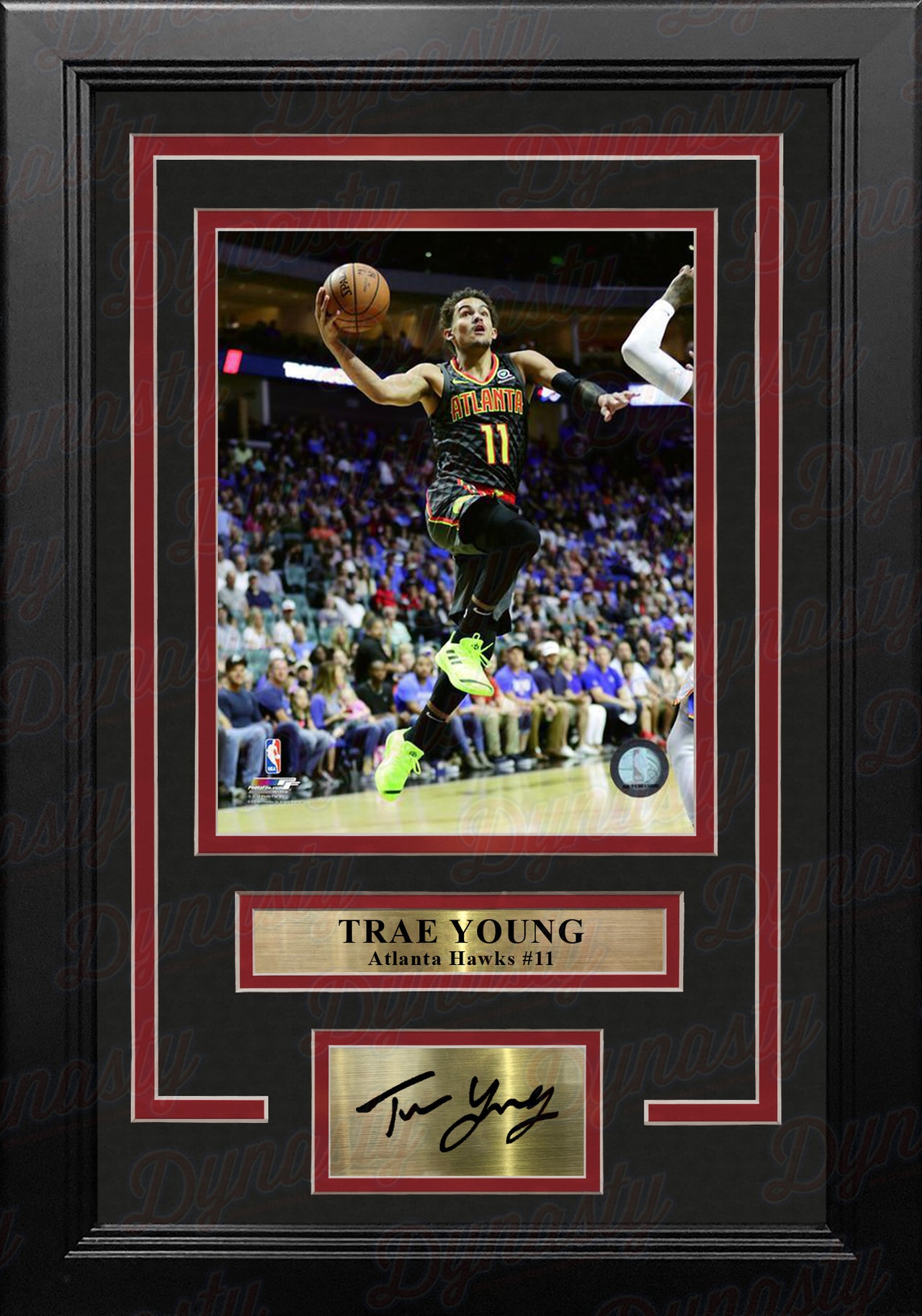 Trae Young in Action Atlanta Hawks Framed Basketball Photo with Engraved Autograph - Dynasty Sports & Framing 