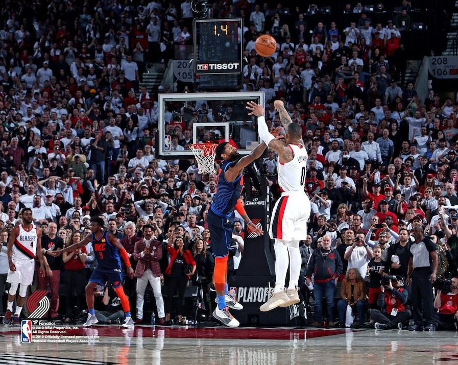 Damian Lillard Portland Trail Blazers Game-Winning 3-Point Shot v. Oklahoma City 8" x 10" Basketball Photo - Dynasty Sports & Framing 