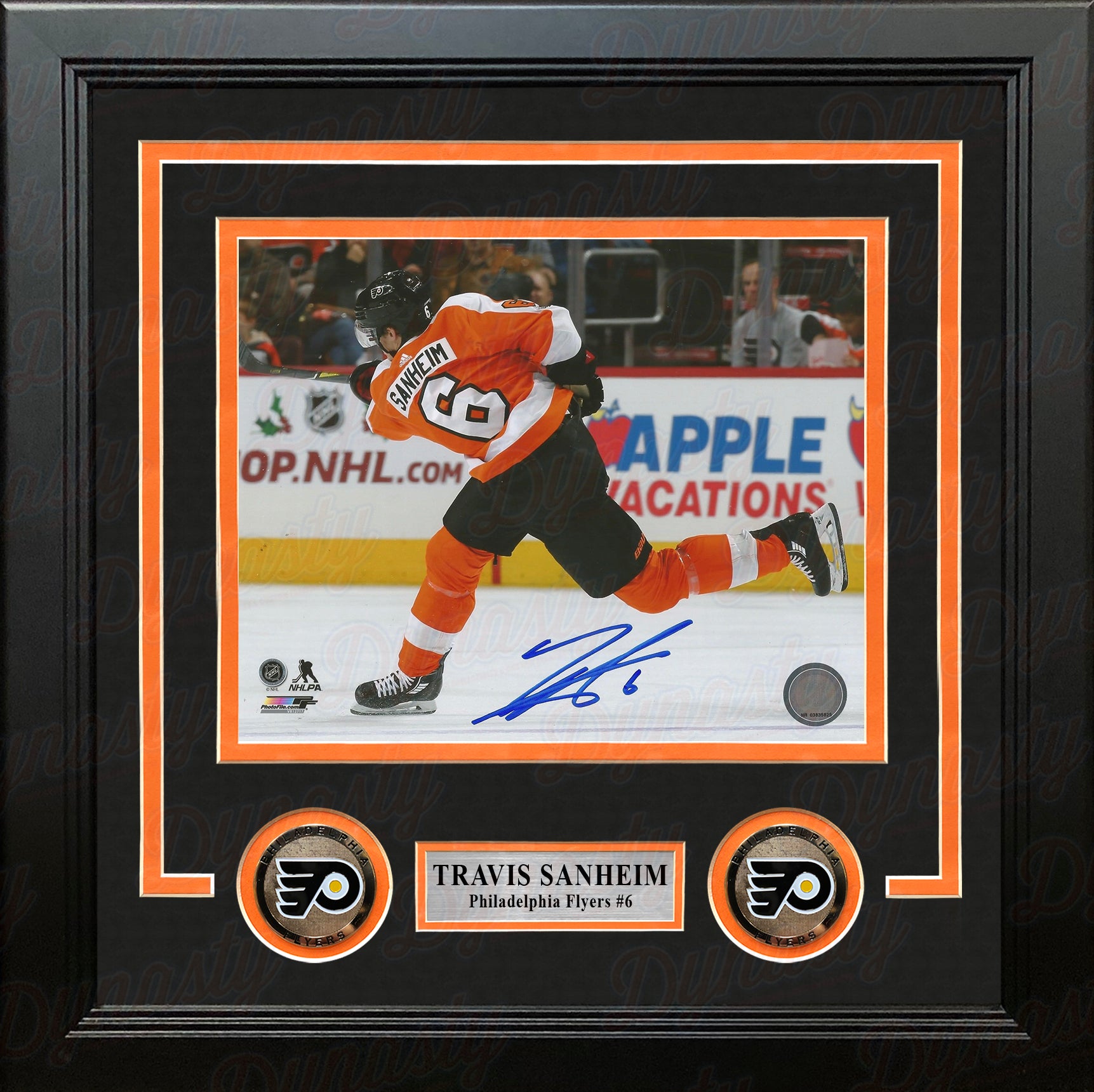 Travis Sanheim Shoot Autographed Philadelphia Flyers Framed Hockey Photo - Dynasty Sports & Framing 