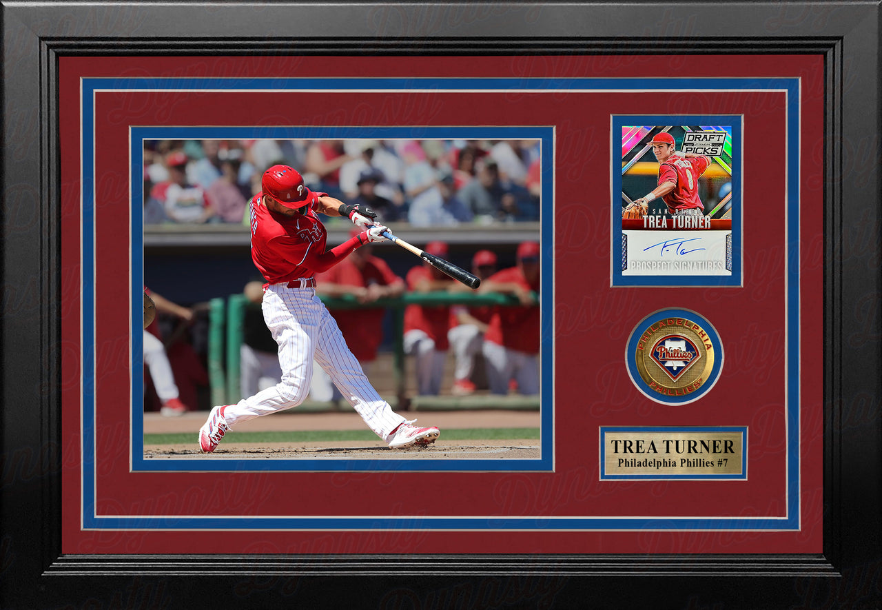 Trea Turner Philadelphia Phillies 8" x 10" Framed Baseball Photo with Panini Autographed Card - Dynasty Sports & Framing 