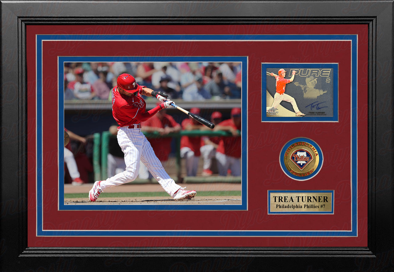 Trea Turner Philadelphia Phillies 8" x 10" Framed Baseball Photo with Leaf Autographed Card - Dynasty Sports & Framing 