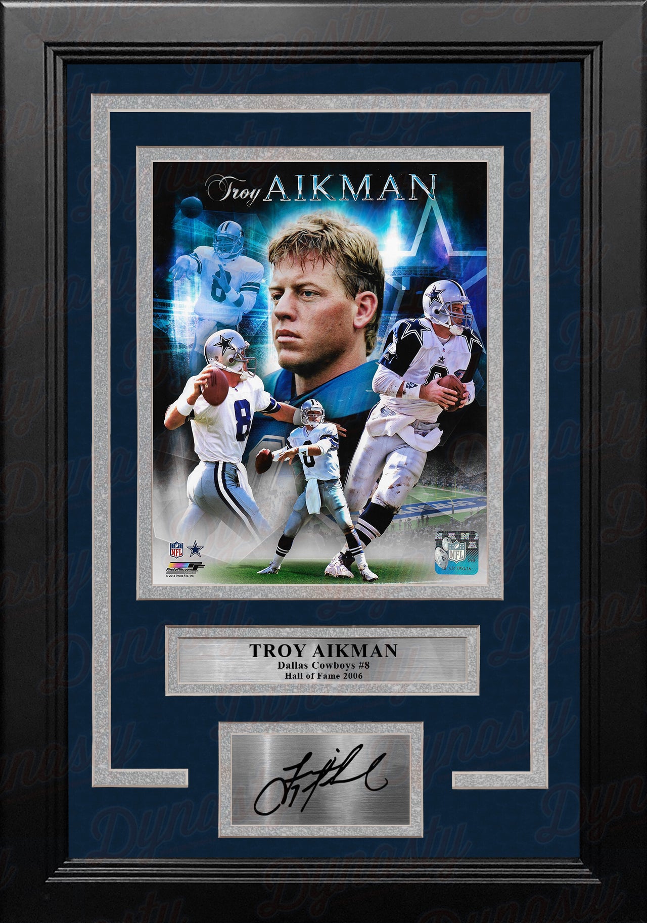 Troy Aikman Dallas Cowboys 8" x 10" Framed Football Collage Photo with Engraved Autograph - Dynasty Sports & Framing