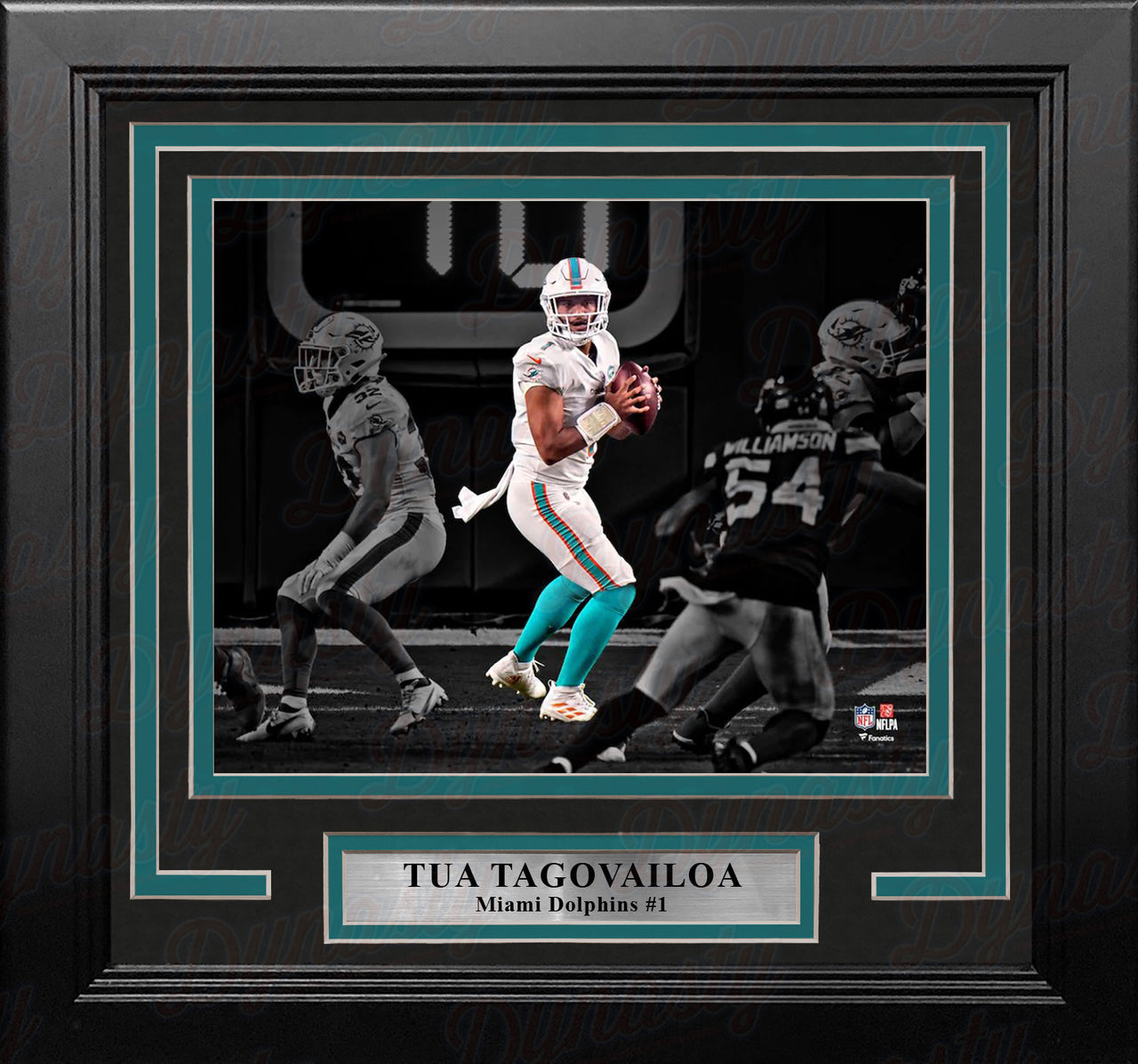 Tua Tagovailoa in Action Miami Dolphins 8" x 10" Framed Blackout Football Photo - Dynasty Sports & Framing