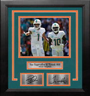 Tua Tagovailoa & Tyreek Hill Miami Dolphins 8" x 10" Framed Football Photo with Engraved Autographs - Dynasty Sports & Framing 