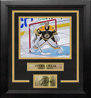 Tuukka Rask in Action Boston Bruins 8" x 10" Framed Hockey Photo with Engraved Autograph - Dynasty Sports & Framing 