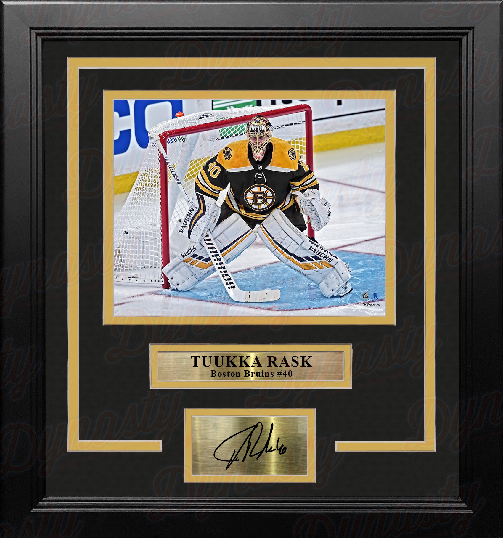 Tuukka Rask in Action Boston Bruins 8" x 10" Framed Hockey Photo with Engraved Autograph - Dynasty Sports & Framing 