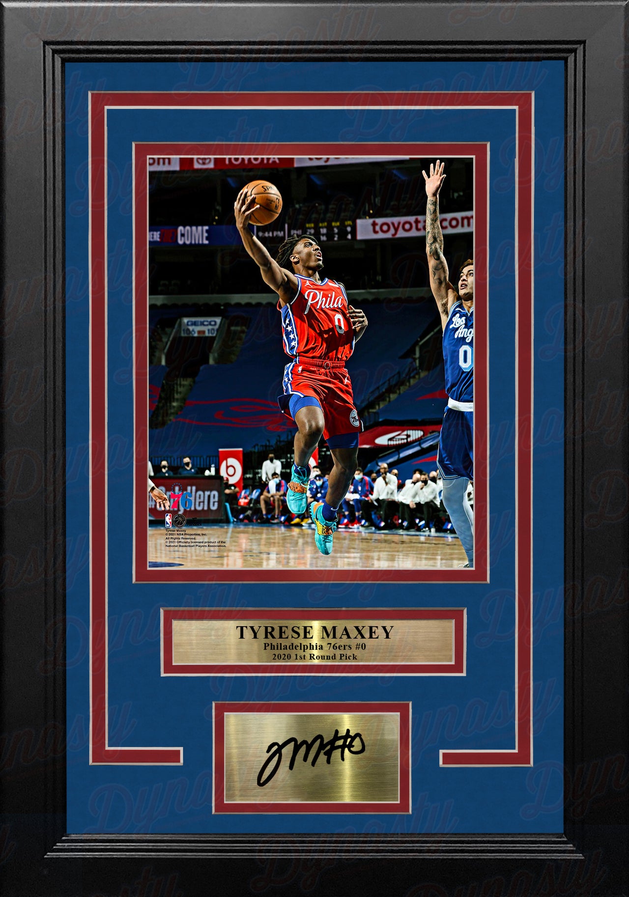 Tyrese Maxey City Edition Action Philadelphia 76ers Autographed 16 x 20  Framed Basketball Photo