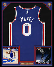 Tyrese Maxey Philadelphia 76ers Autographed Framed Blue Basketball Jersey - Dynasty Sports & Framing 