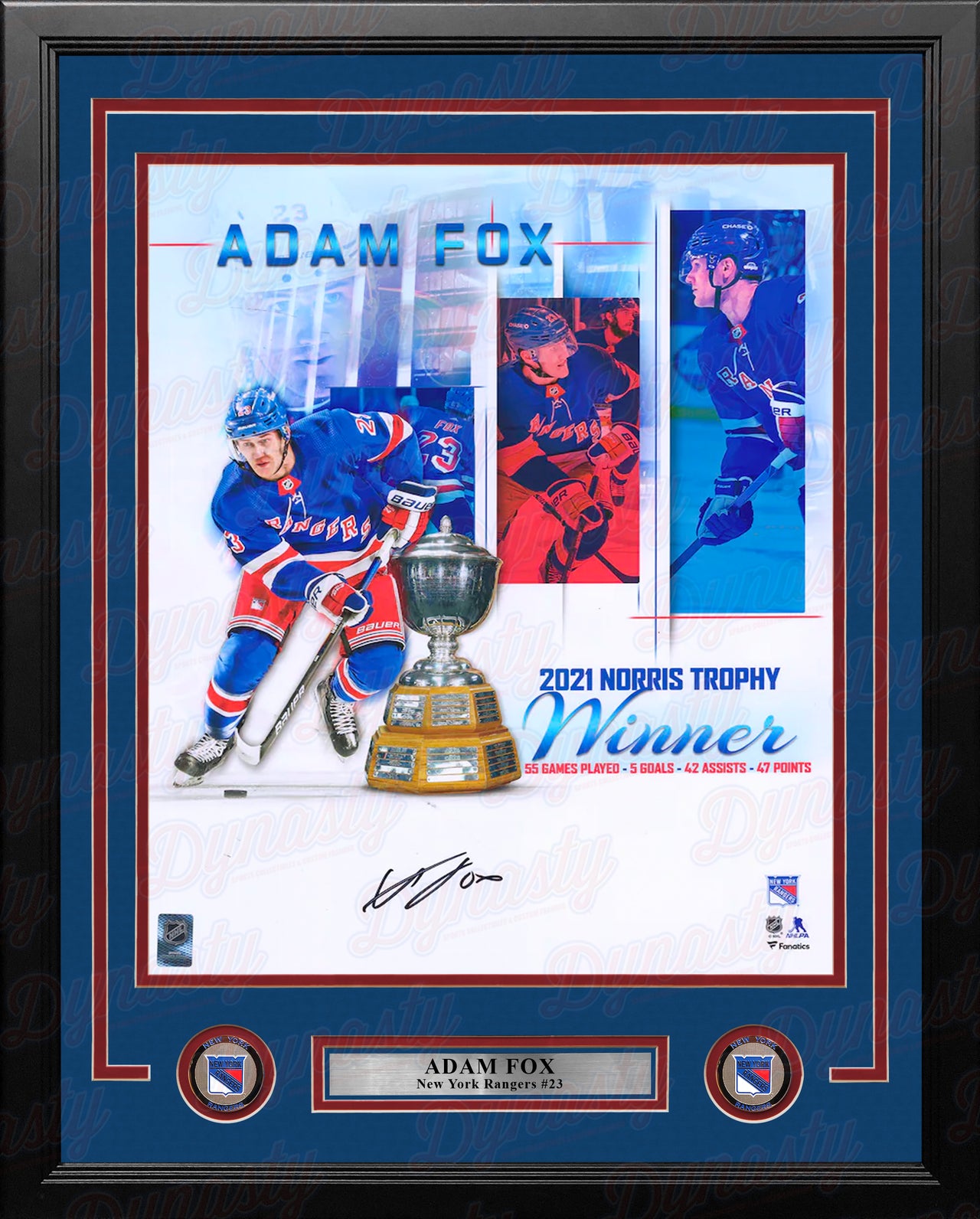 Adam Fox Norris Trophy New York Rangers Autographed 16" x 20" Framed Hockey Collage Photo - Dynasty Sports & Framing 