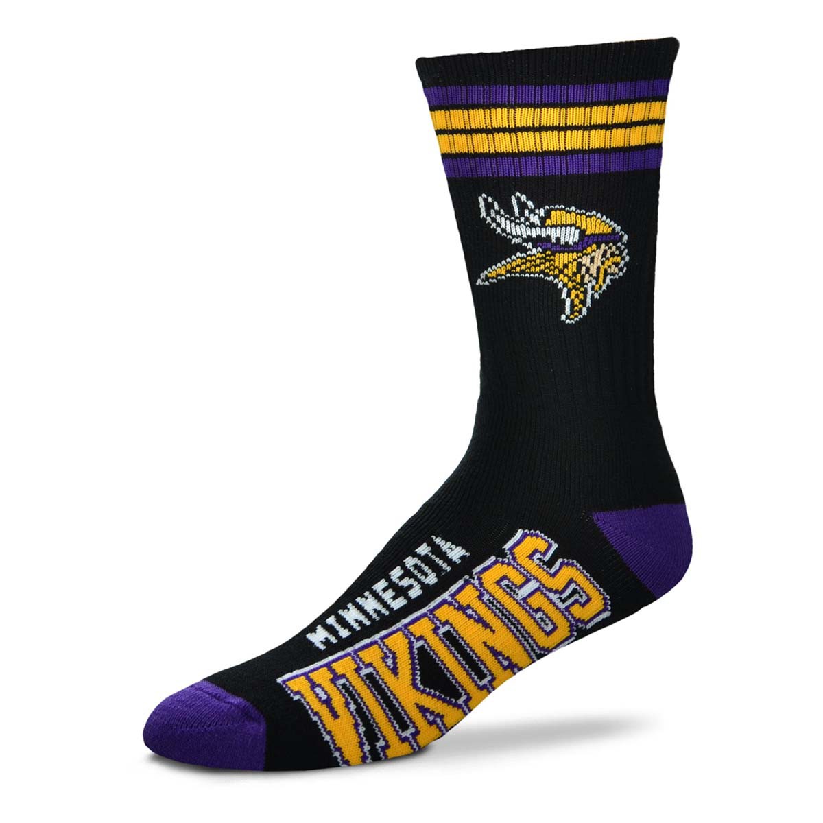 Minnesota Vikings Men's 4 Stripe Alternate Deuce Socks - Dynasty Sports & Framing 