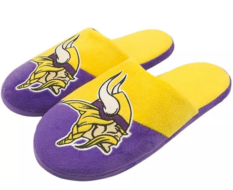 Minnesota Vikings Colorblock Big Logo Slippers - Dynasty Sports & Framing 