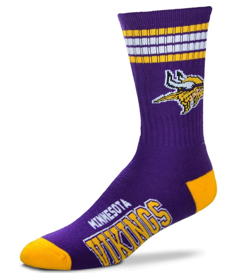 Minnesota Vikings Men's Football 4 Stripe Deuce Socks - Dynasty Sports & Framing 