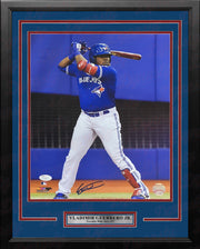 Vladimir Guerrero, Jr. At-Bat Toronto Blue Jays Autographed Framed Baseball Photo - Dynasty Sports & Framing 