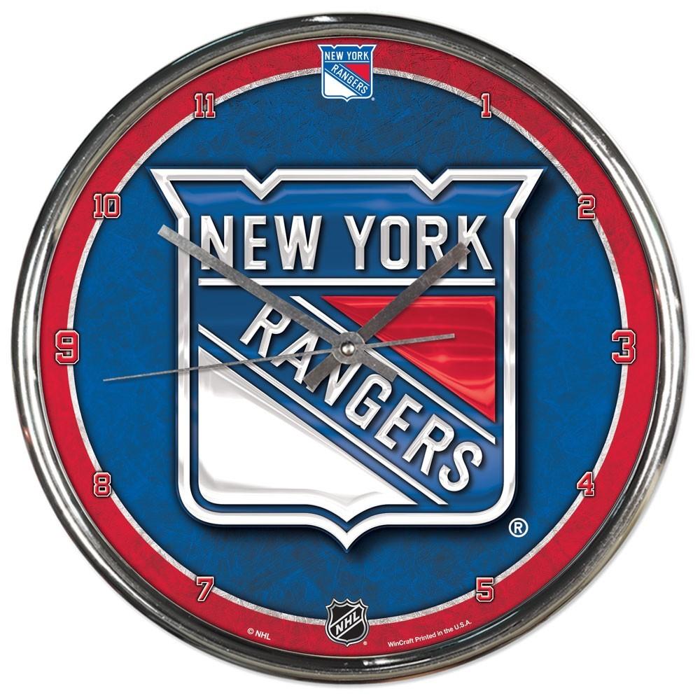 New York Rangers Round Chrome Clock - Dynasty Sports & Framing 