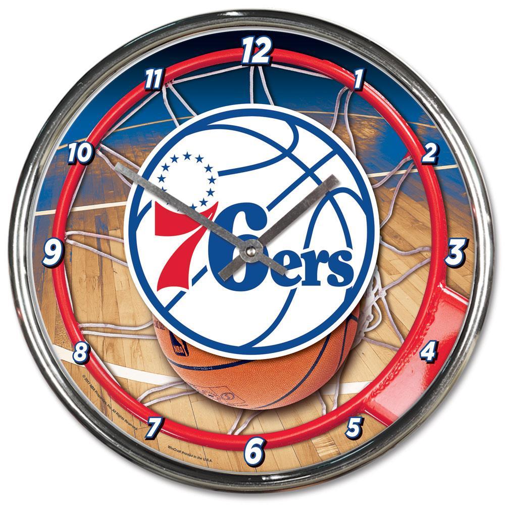 Philadelphia 76ers Round Chrome Clock - Dynasty Sports & Framing 